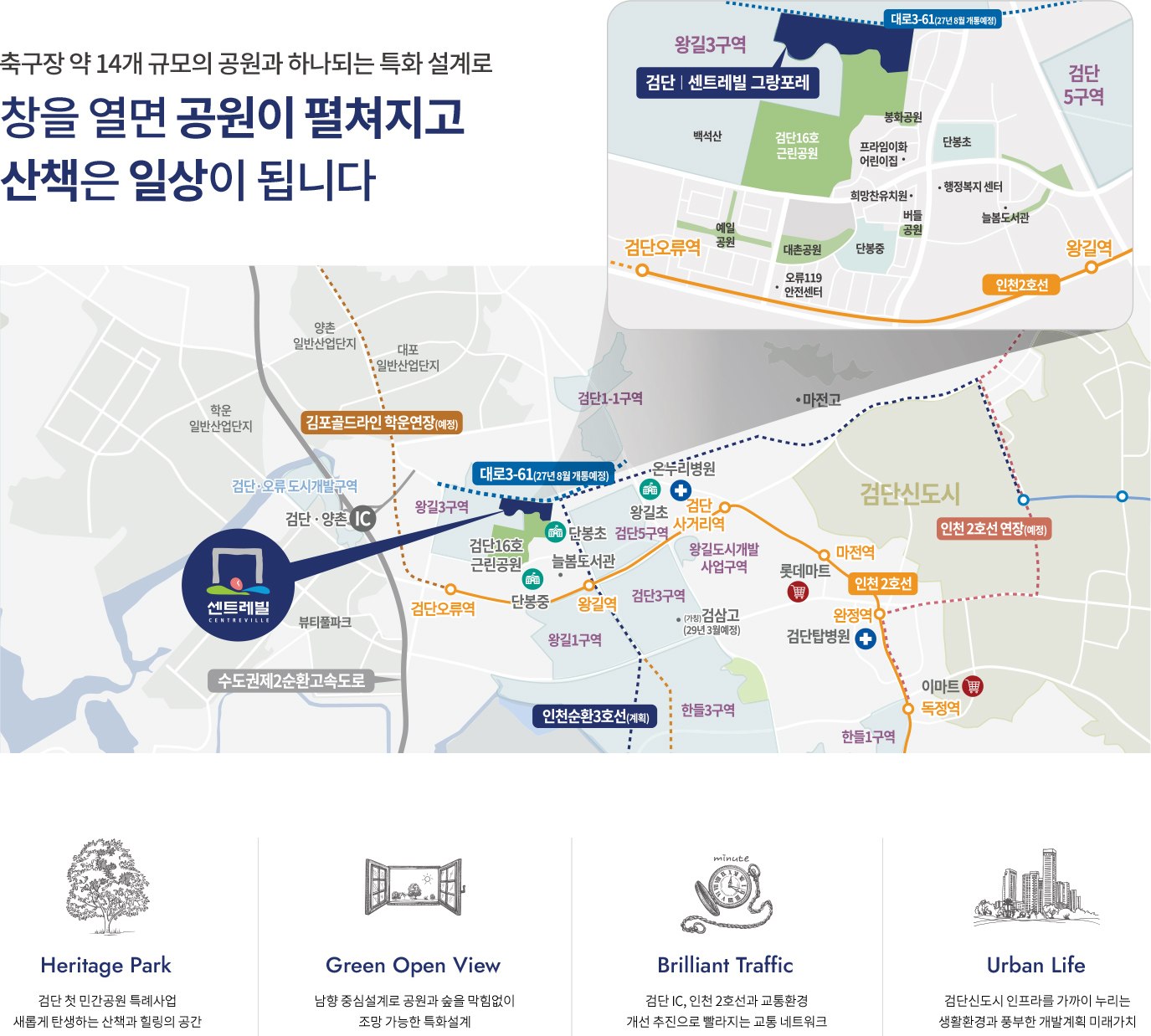 검단 센트레빌 그랑포레 입지환경 지도